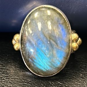 Labradorite & Sterling Silver Ring, Blue/Gray.